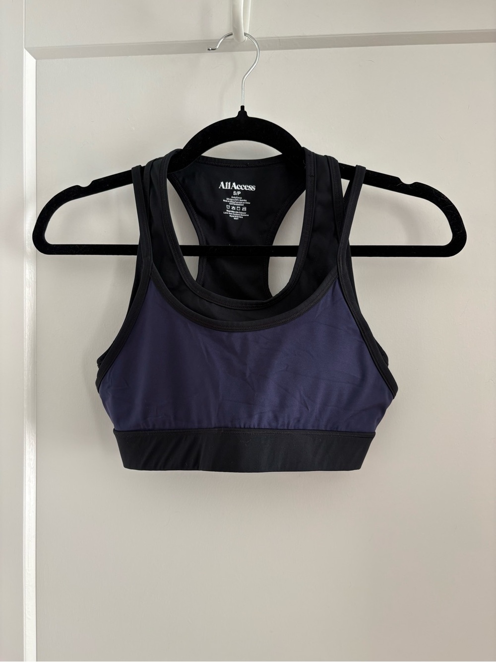 ALL ACCESS Black and Navy Racerback Sports Bra